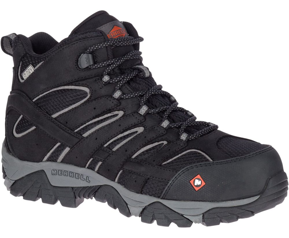 Kozaki Merrell Męskie Czarne - Moab Vertex Mid Waterproof Comp Toe Wide Width - 261934-KIC